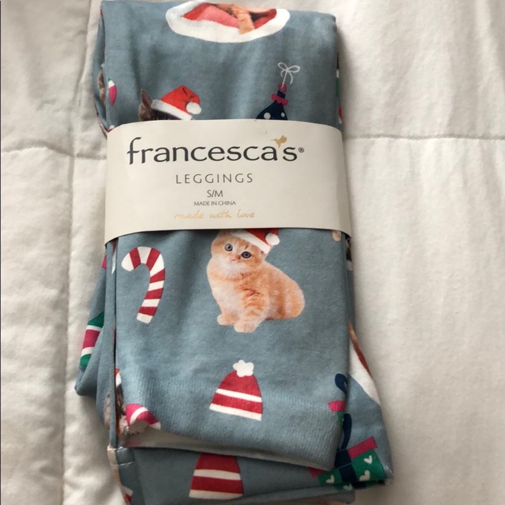 Cat Christmas leggings S/M NWT